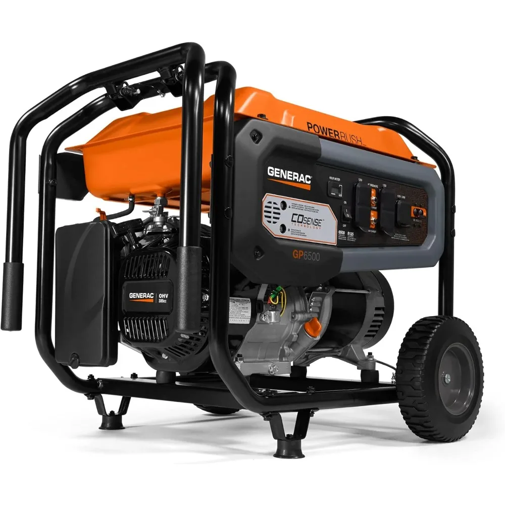 6,500-Watt Gas-Powered Portable Generator with Cord Powerrush Advanced Technology - Power for Emergencies and Recreation