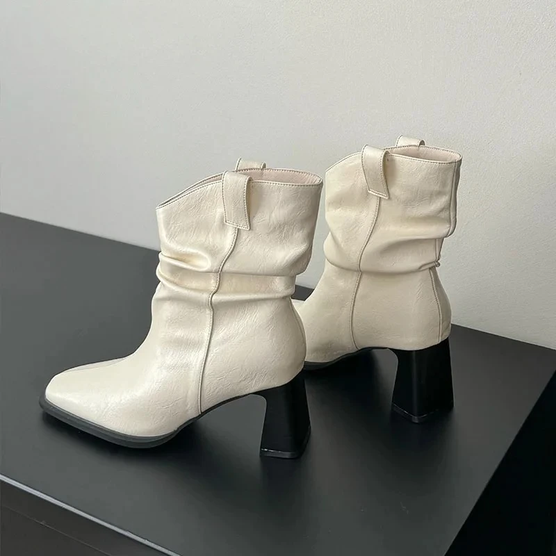 

new Fashion High Heels Footwear Party Ladies Modern Ankle Boots Female Slip On Shoes Women Short Chelsea Boots Shoes Pumps