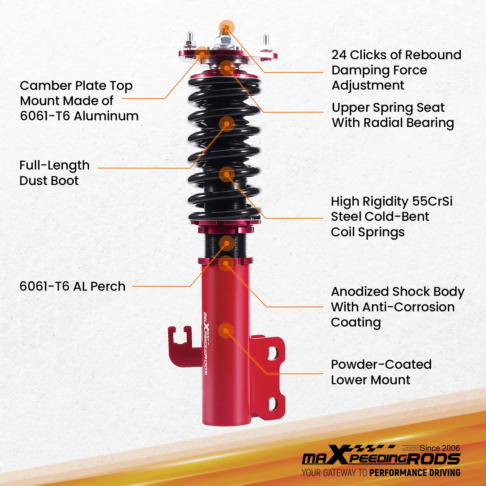 24 Way Damper Coilovers Coil Springs Shocks Kit For Subaru Impreza WRX GC8 93-01