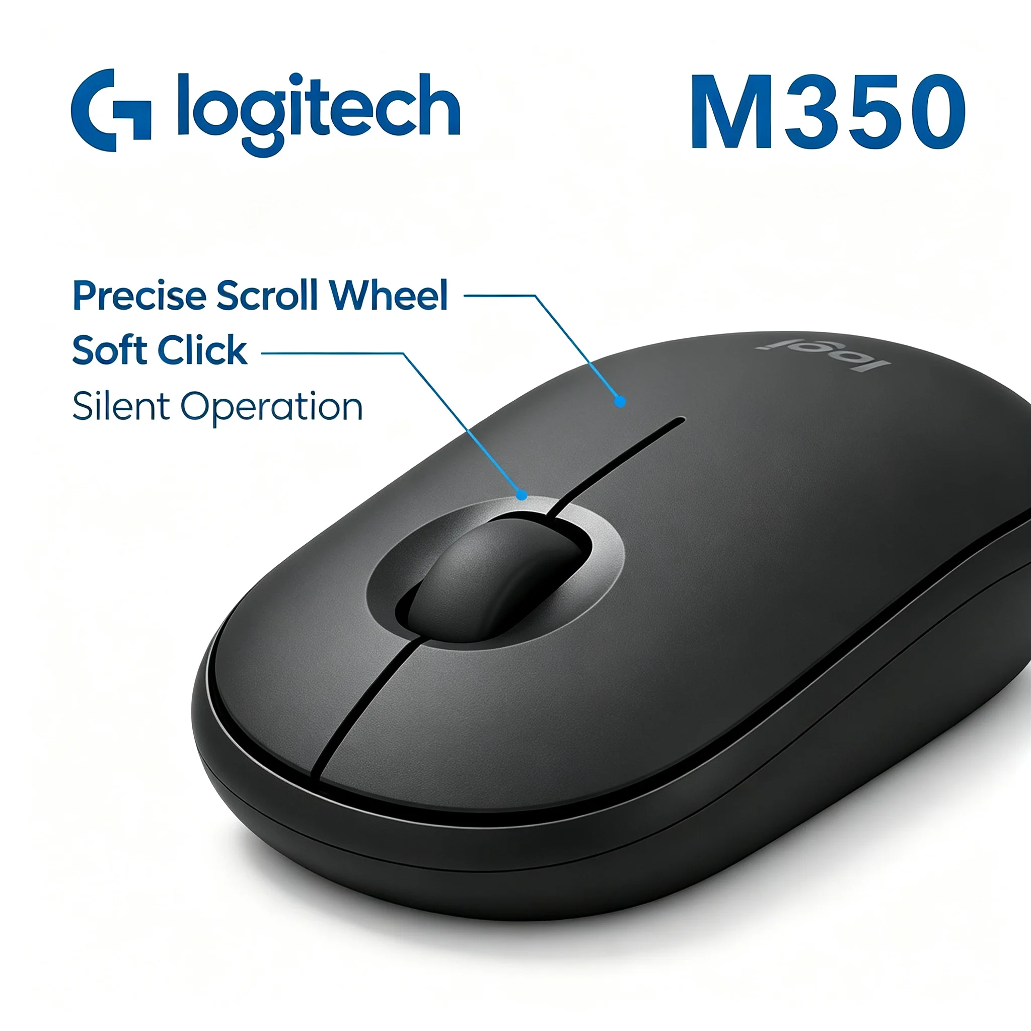 Logitech M350 2.4G Wireless Portable Mouse Quiet Operation Mice for Laptop Desktop