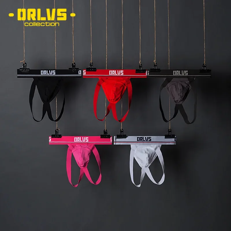 ORLVS Men's Underwear Low Waist Sexy G-string Pants U Raised Solid Breathable Open Hip Double O-string OR405