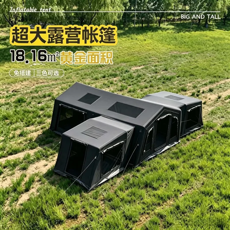 

Portable Inflatable Camping Tent TC Cotton Fabric Breathable Rainproof Tent for Outdoor Use