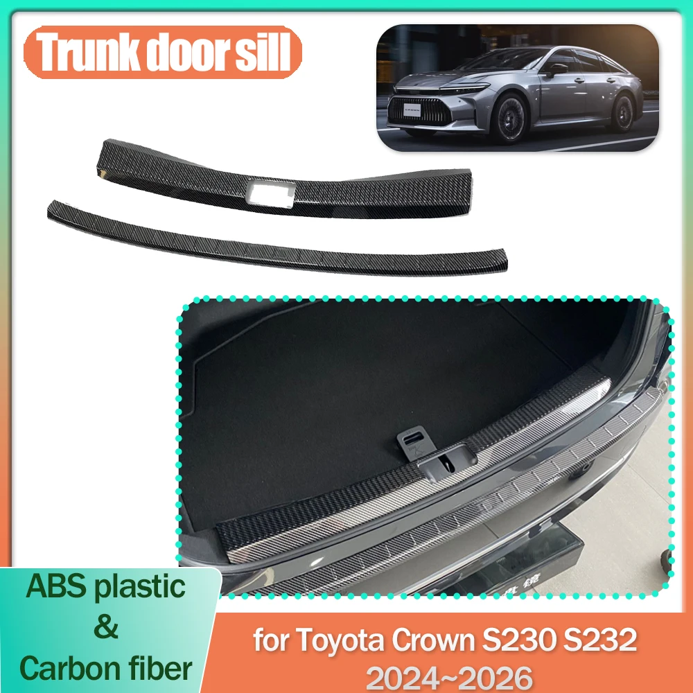 

Накладка на порог багажника для Toyota Crown S230 S232 Sedan 2024~2026, защитная накладка от царапин, декоративные полосы, аксессуары, наклейки