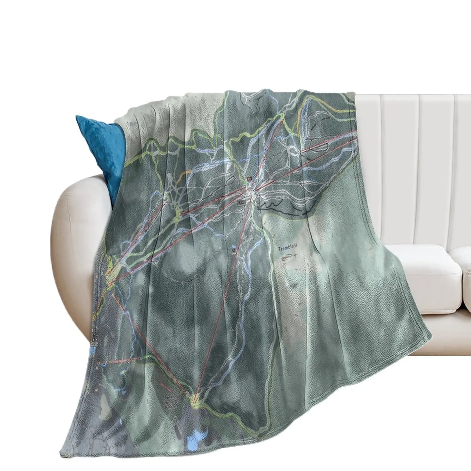 Tremblant Resort Trail Map Throw Blanket Kid'S warm for winter Blankets For Baby Decoratives Blankets