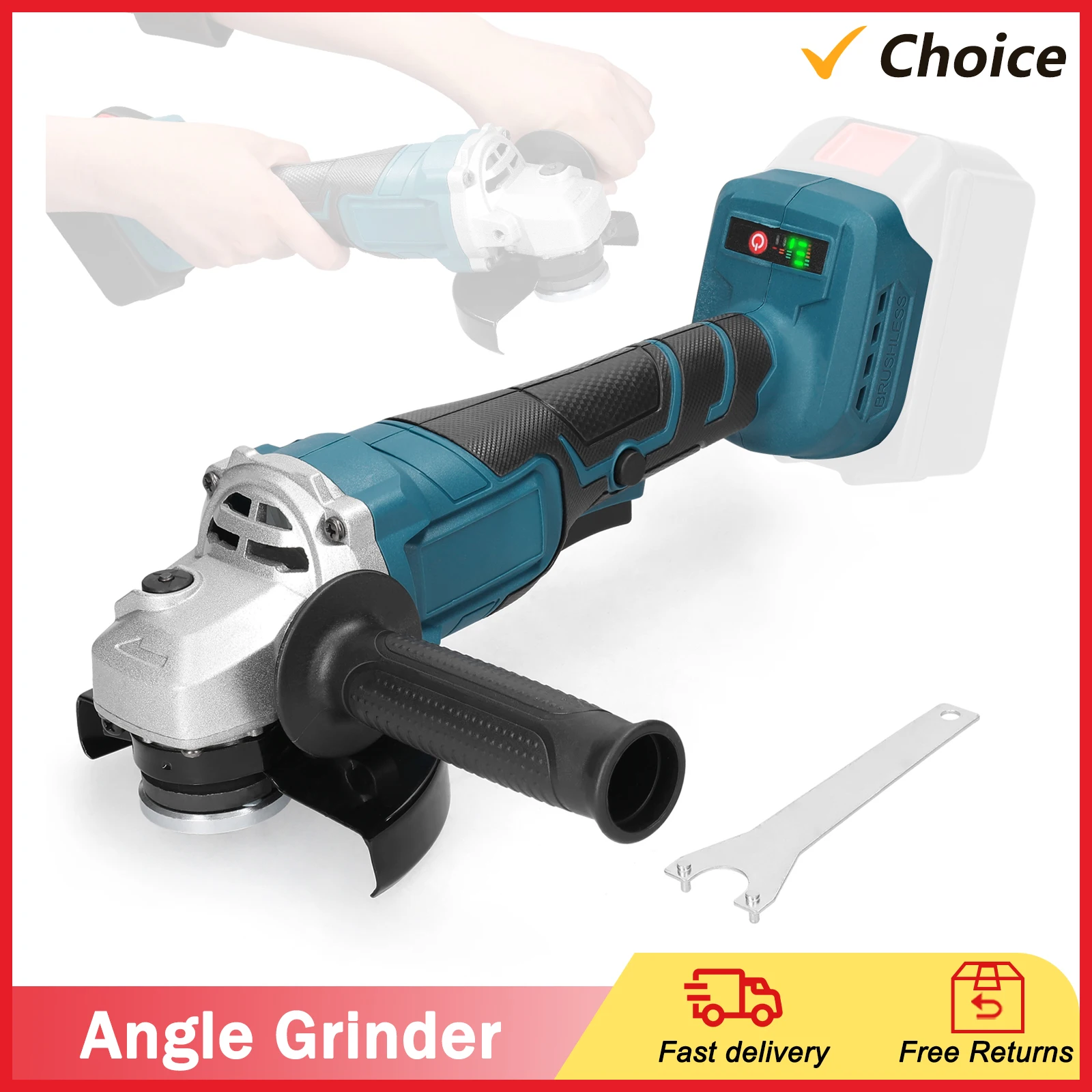 125 Type Electric Angle Grinder Brushless Motor High Power Electric Grinding Tools Handheld Cutter Utility Power Tool Polishing