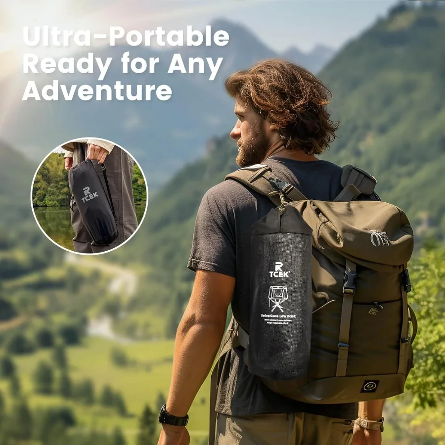 كرسي تخييم محمول مع دوران 180 درجة وميزة الإرجاع التلقائي للمغامرات الخارجية تصميم مدمج وخفيف الوزن قابل للطي f #6