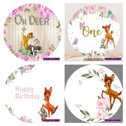 Custom Disney Forest Animals Round Background Bambi Bunny Deer Photography Circle Backdrop Baby Shower Birthday Party Banner