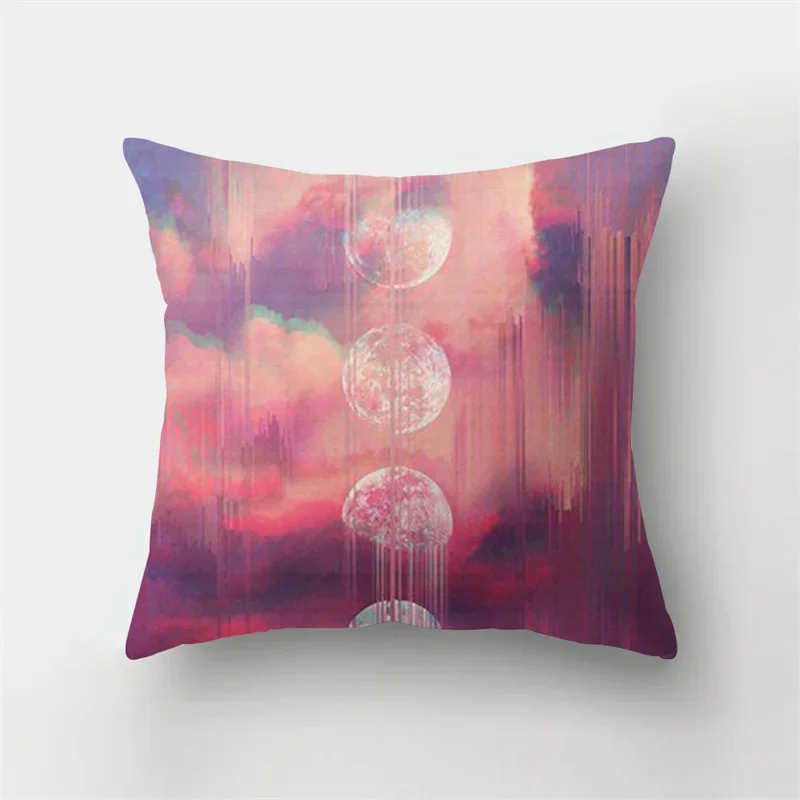 Pink Sky Cloud Landscape Pillow Case Polyester Home Bedroom Living Room Sofa Decoration Cushion Cover   45x45cm