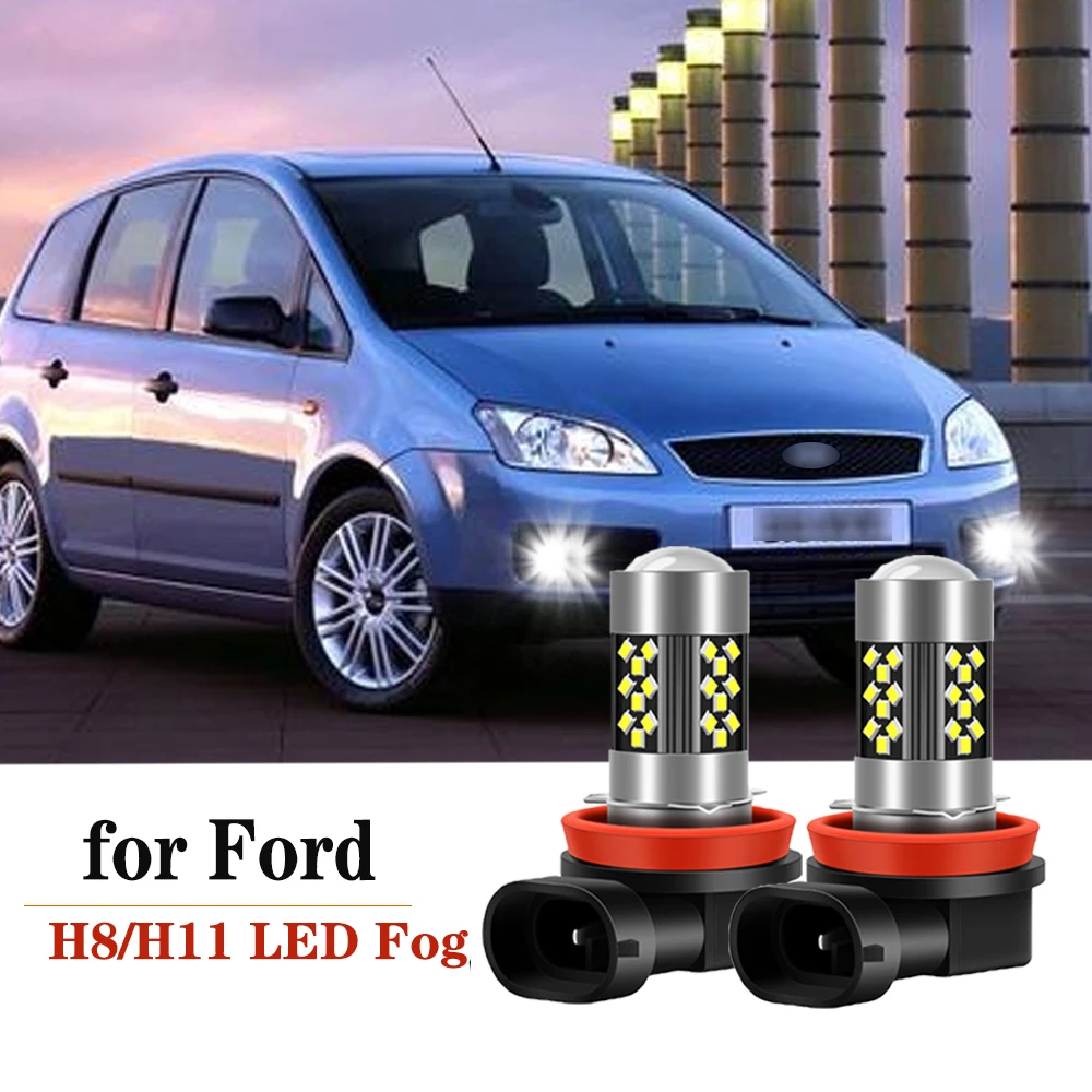 

2pcs 2400LM For Ford C-Max 2013 2014 2015 2016 2017 2018 LED H8 H11 Fog Light Bulb Car DRL Lamp 6000K 12V