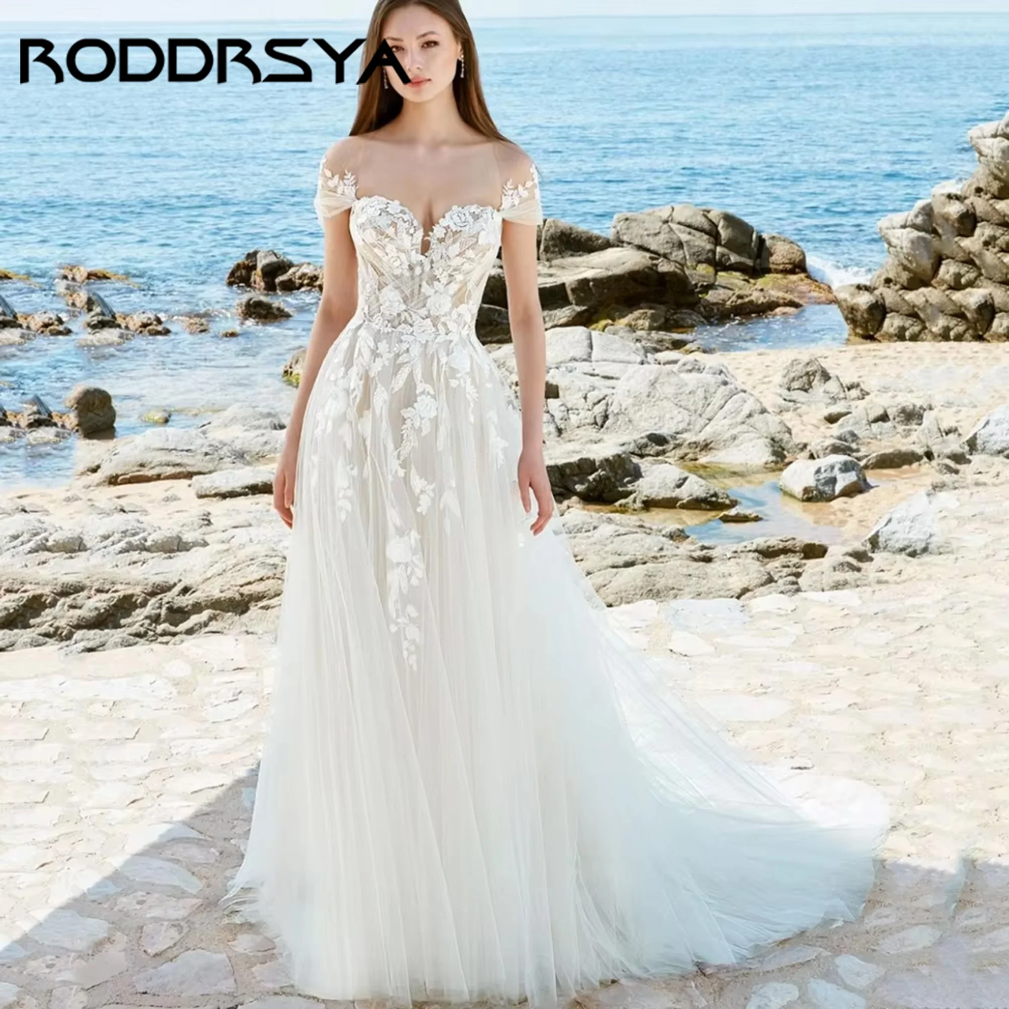 

RODDRSYA Elegant Wedding Dresses Tulle Appliques A-Line Bridal Gowns Off Shoulder Bride Robes Luxury Robe De Mariée Customized