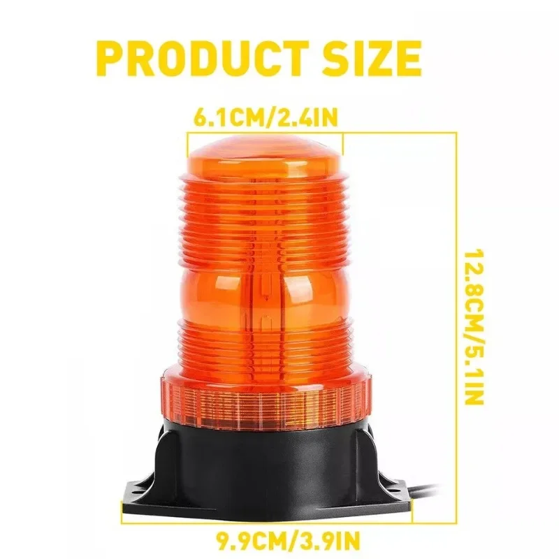 360° Warning Flashing Lights LED Amber Strobe Beacon Light 12-80V Vehicle Roof Safety Flash Emergency Lamp for Truck Cars Bus