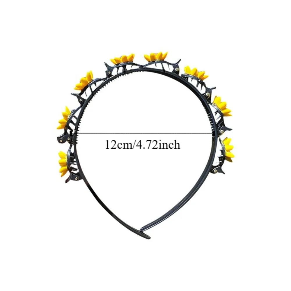 الكورية مزدوجة الانفجارات دبوس الشعر هيرباند الملونة زهرة مضفر الأطفال موجة الشعر هوب Kawaii الأميرة الاطفال الأسنان عقال الطرف