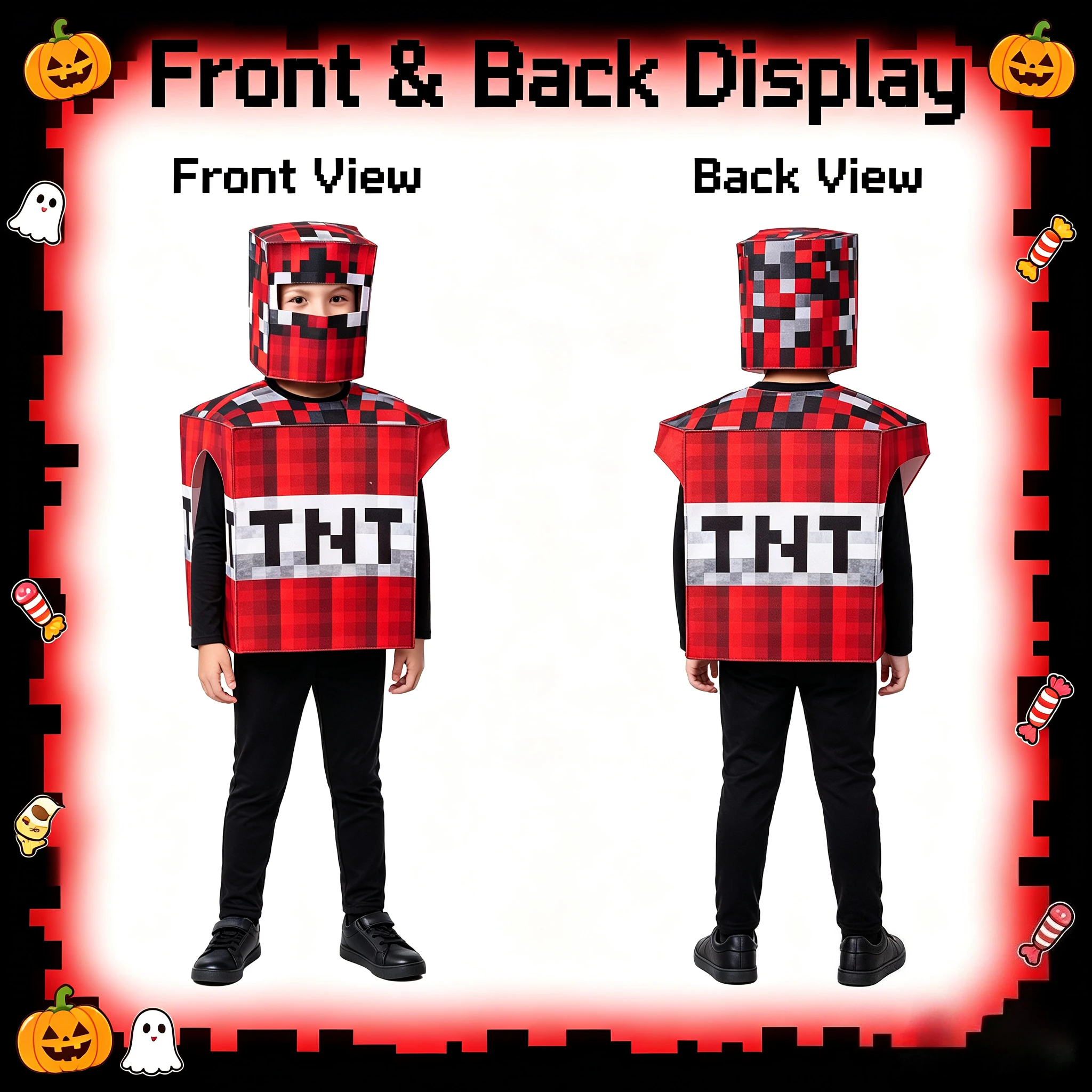 1 Pack Children Square Block Role Play Costume, Funny Outfit, Halloween Party Clothing for Stage Performance & Cosplay