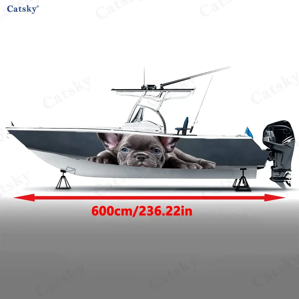 Healing French Bulldog Mini Cute Eye-catching Boat Sticker Vinyl Ship Pontoon Deck Boat Fishing Decorative Pontoon Boats Decal