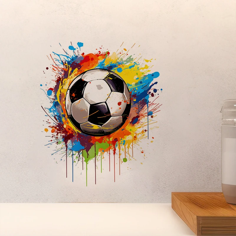 Calcomanía de pared autoadhesiva de balón de fútbol, pegatina de PVC reutilizable y extraíble para decoración de cocina y sala de estar