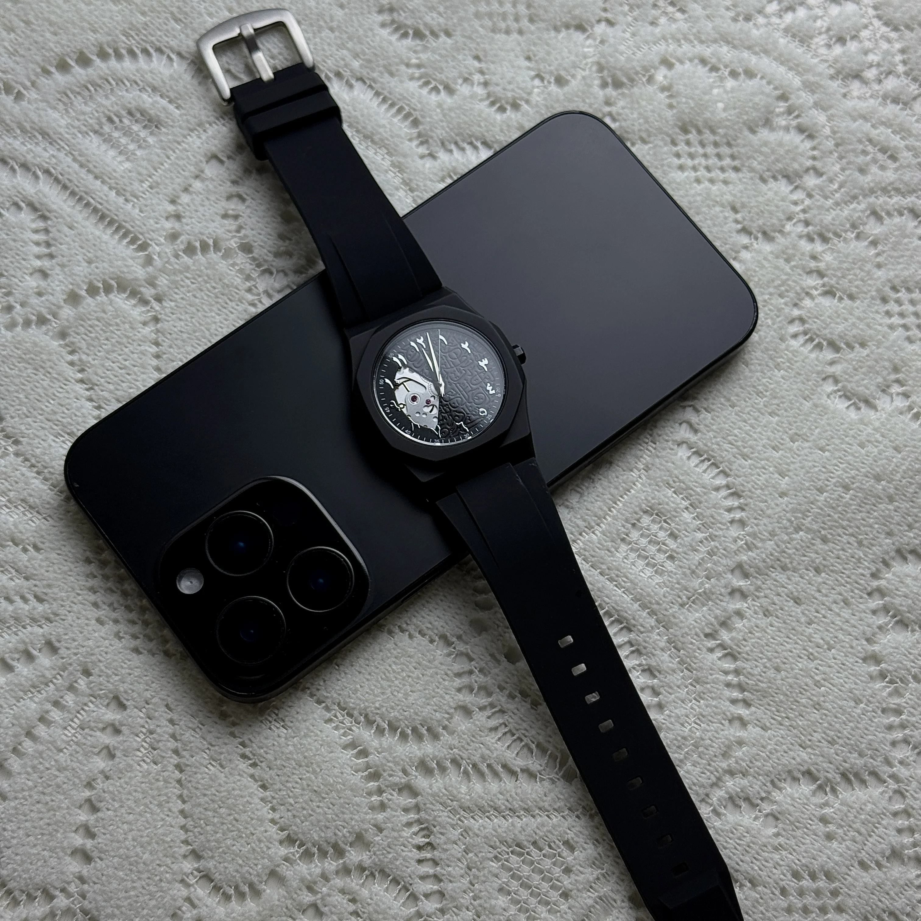 ساعة كوارتز ميكانيكية تناظرية للرجال أرقام عربية مقاومة للماء، ساعة عمل رجالية عصرية بحزام سيليكون من البولي كربونات #5