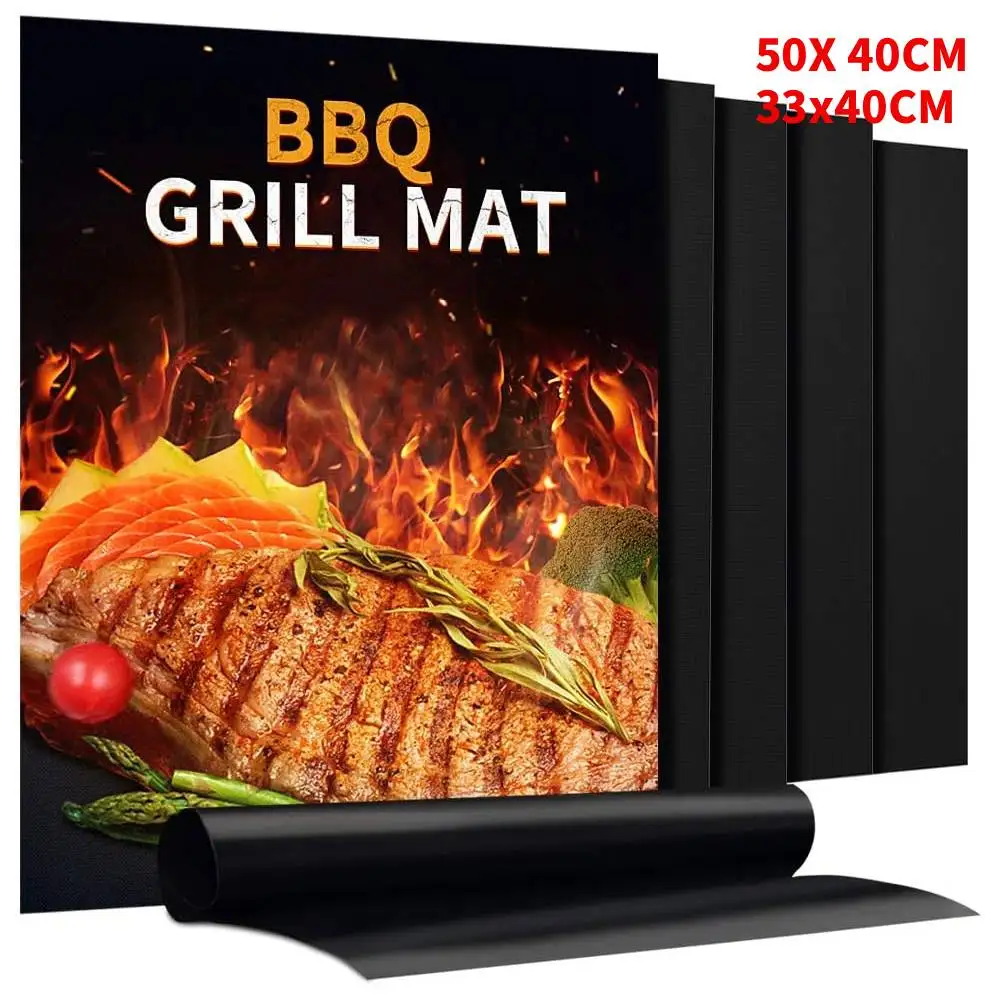 1-10Pcs BBQ Grill Mat Non-stick Mat Heat Resistant Grill Mat Outdoor Baking Reusable Barbecue Party Grill Mat 40x50cm 33x40cm