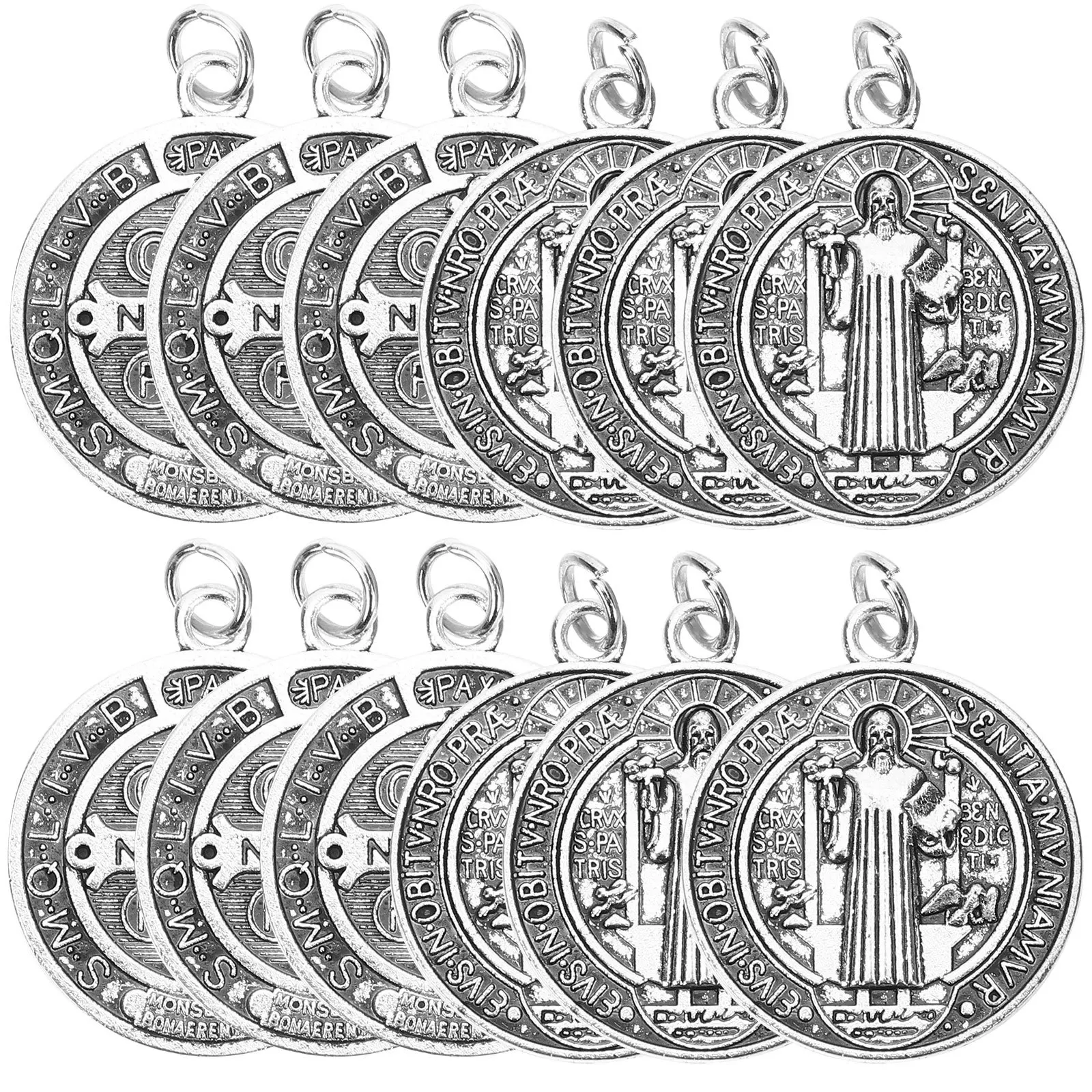 12Pcs Metal Pendant Charms Saint Necklace Keychain DIY Craft Jewelry Making Christian Gift Decorative Ornament
