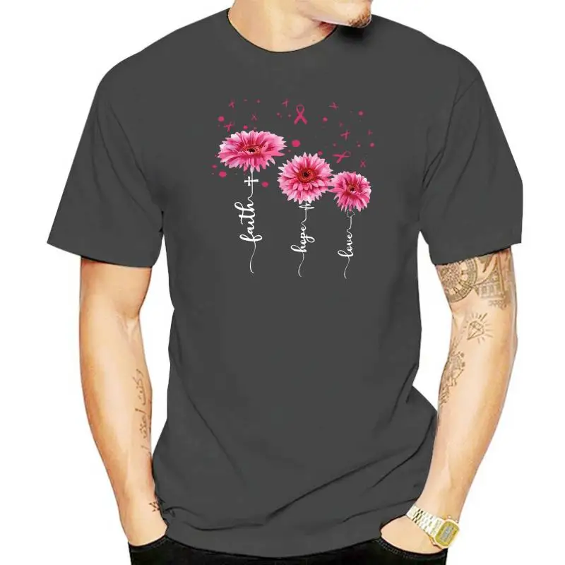 Official Pink Daisy Flower Breast Cancer Awareness T-Shirt Black-Navy Men-Women