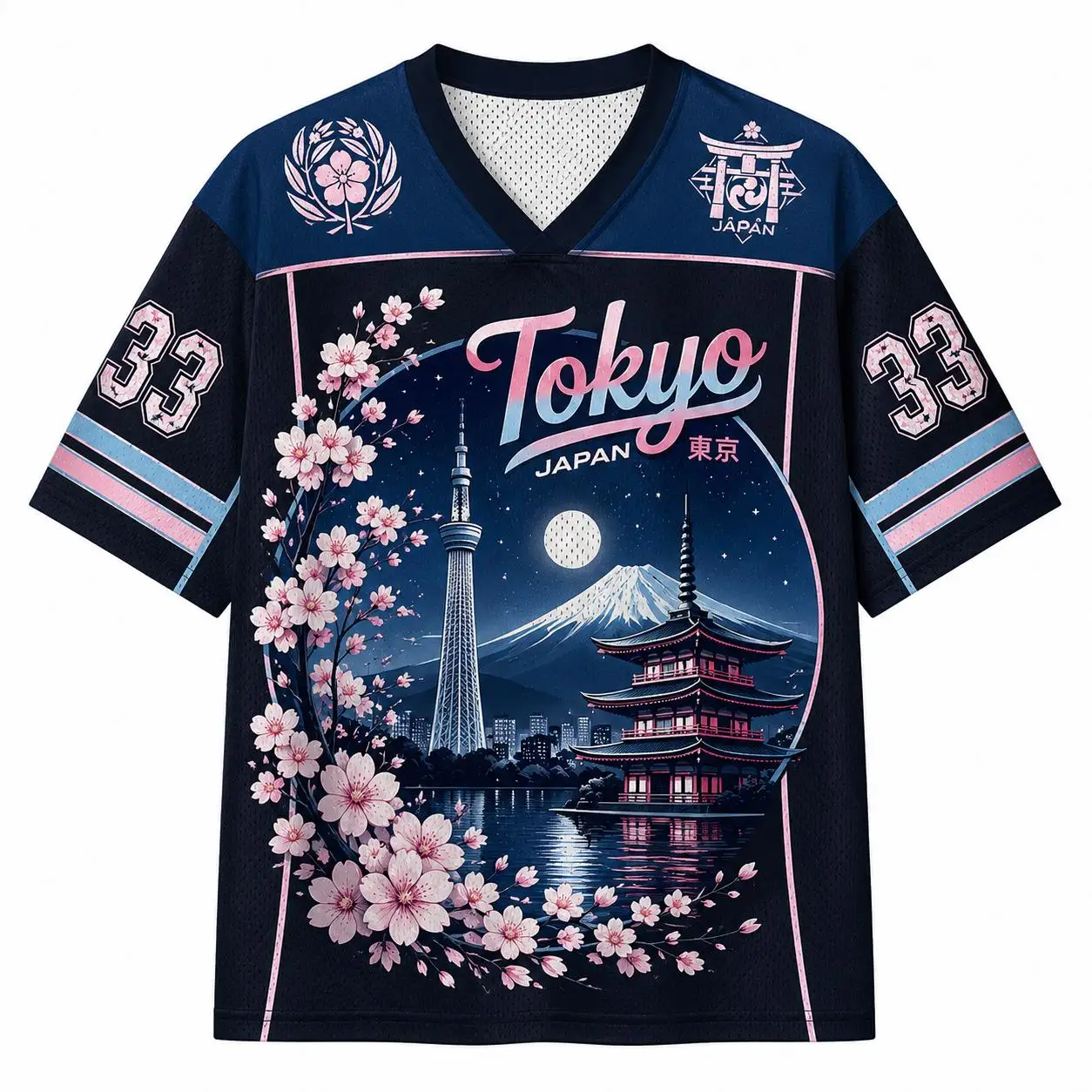 2026 Summer Fashion Japanese Kyoto Cherry Blossom 3D Printing Quick Drying Outdoor Street Style Parent Child T-shirt Large Size