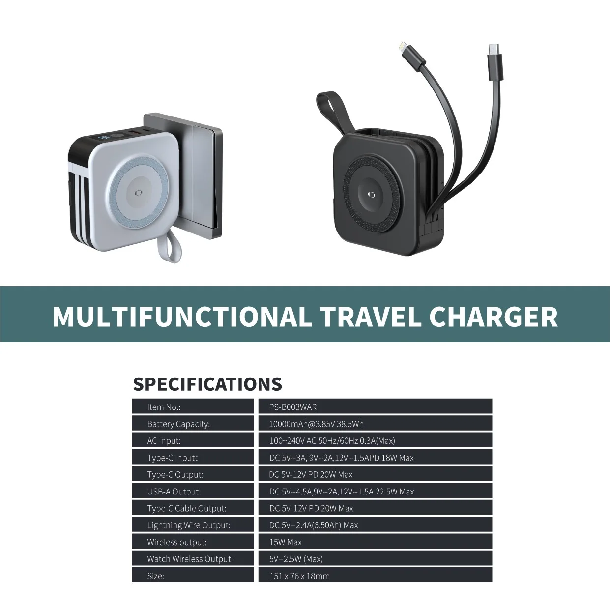 mini anker ugreen powerbank magsafe travel Portable charger watch external Spare battery camping equipment fast charge type c