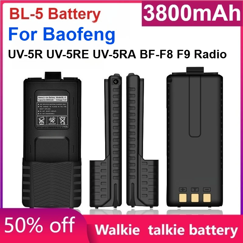 

3800mAh BL-5 Rechargeable Walkie Talkie Battery for Baofeng UV-5R UV-5RE UV-5RA BF-F8 F9 Radio Enlarger Li-ion Battery Type-C