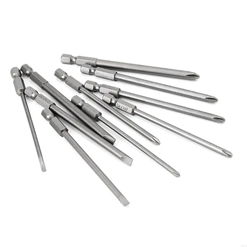 

G88B 10 Pcs Slotted PH2 Screwdriver Bit Steel 1/4 Shank 100mm