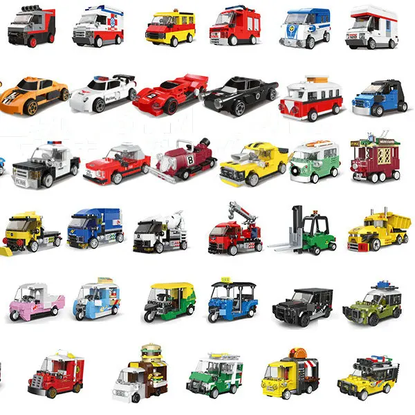 Bloques de construcción para niños, coche de carreras para armar juguete de ladrillos, autobús, vehículo de ingeniería, ambulancia, modelo extraíble, Compatible con Lego