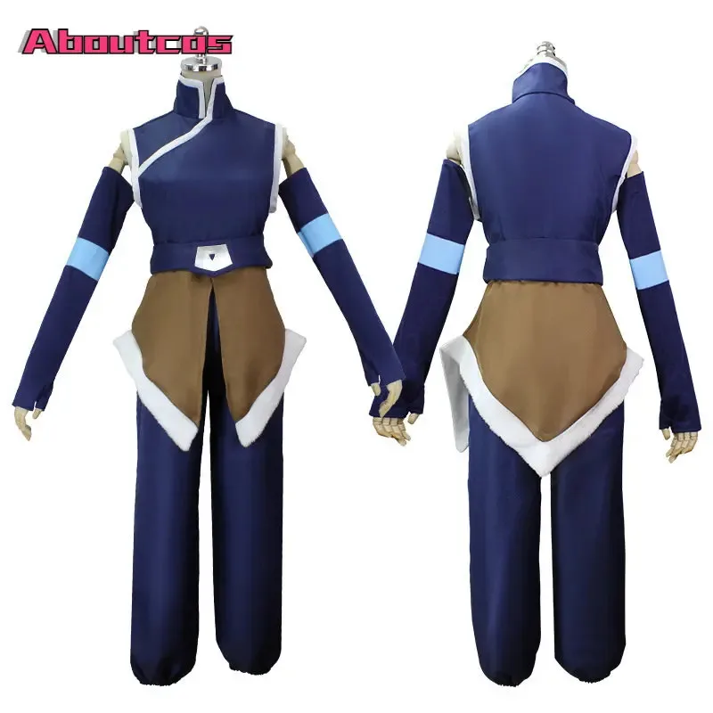 

Aboutcos The Legend Season 4 Korra Cosplay Anime Costume Women Outifits Top Pants Set Halloween Carnival Party Disguise Suit