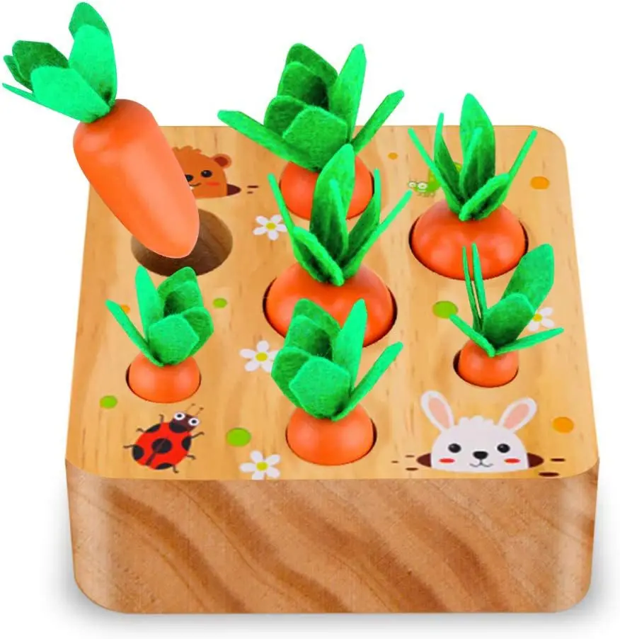 

Carrot Harvest Game Wooden Toys Suitable for Boys and Girls Education Shape Matching Puzzle Gifts