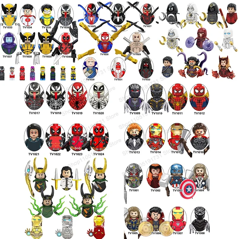 Caja Sorpresa de Mini Bloques de Construcción, Figuras de Anime, Superhéroes de Dibujos Animados, Películas, Juguetes para Niños, Regalos de Navidad TV6201-6208
