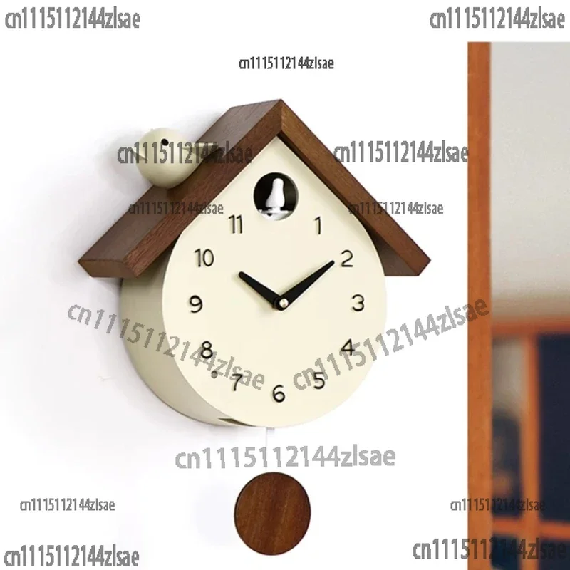 Wood Bird's Wall Clock Creative Children's Room Wall Decor Vintage Style Entrance Hanging Timepiece Living Room Home Accessories