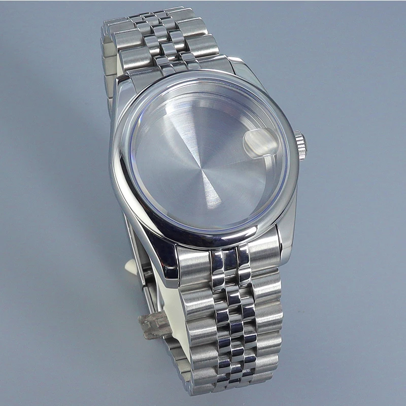 36/40mm Fashion Round Bevel Edge Watch Case Jubilee Bracelet Sapphire Fit Seiko nh35 nh34 nh36 Miyota 8215 Movement 28.5mm Dial