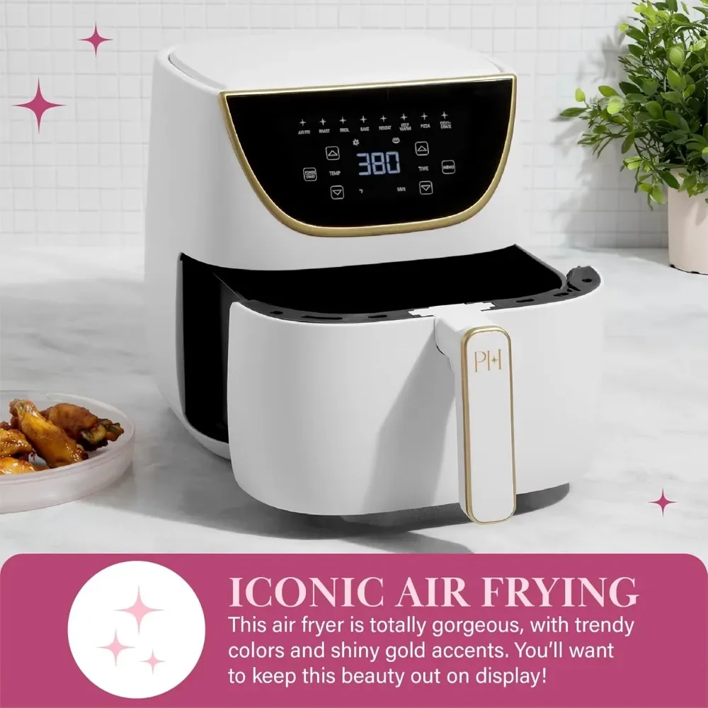 

Air Fryer, Large 6-Quart Capacity, Nonstick Made without PFAS, Touchscreen Display, 8-in-1, Dishwasher Safe, White