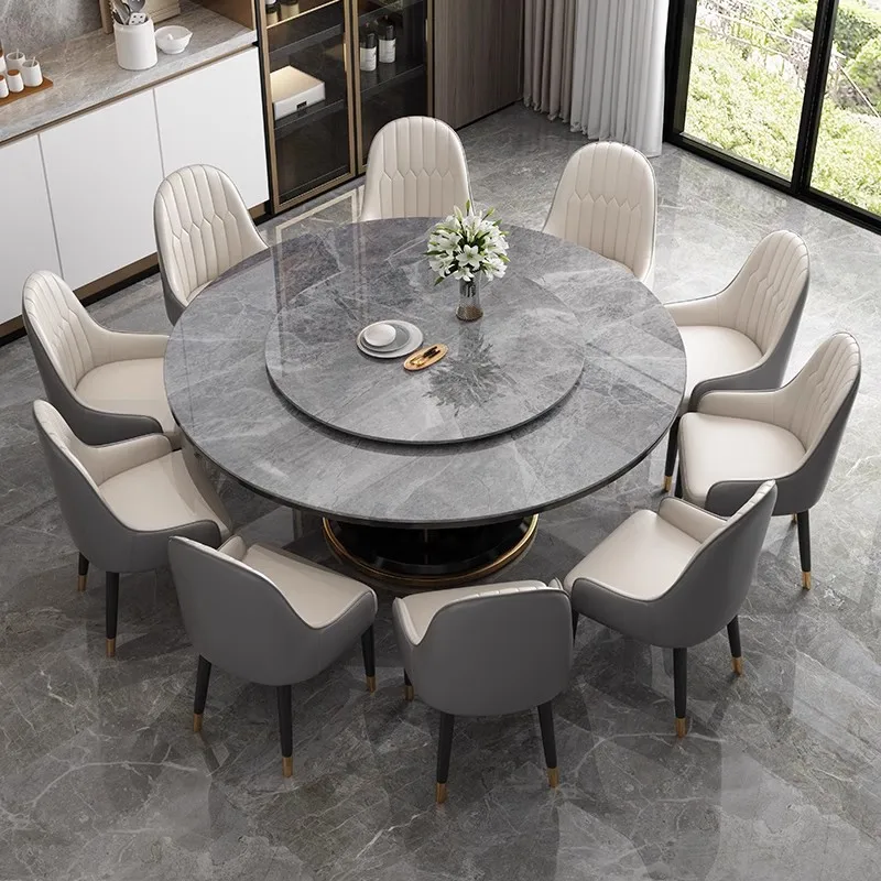 Design Nordic Dining Table Luxury Round Marble White Dining Table 8 People Living Muebles De Cocina Decoration Accessories