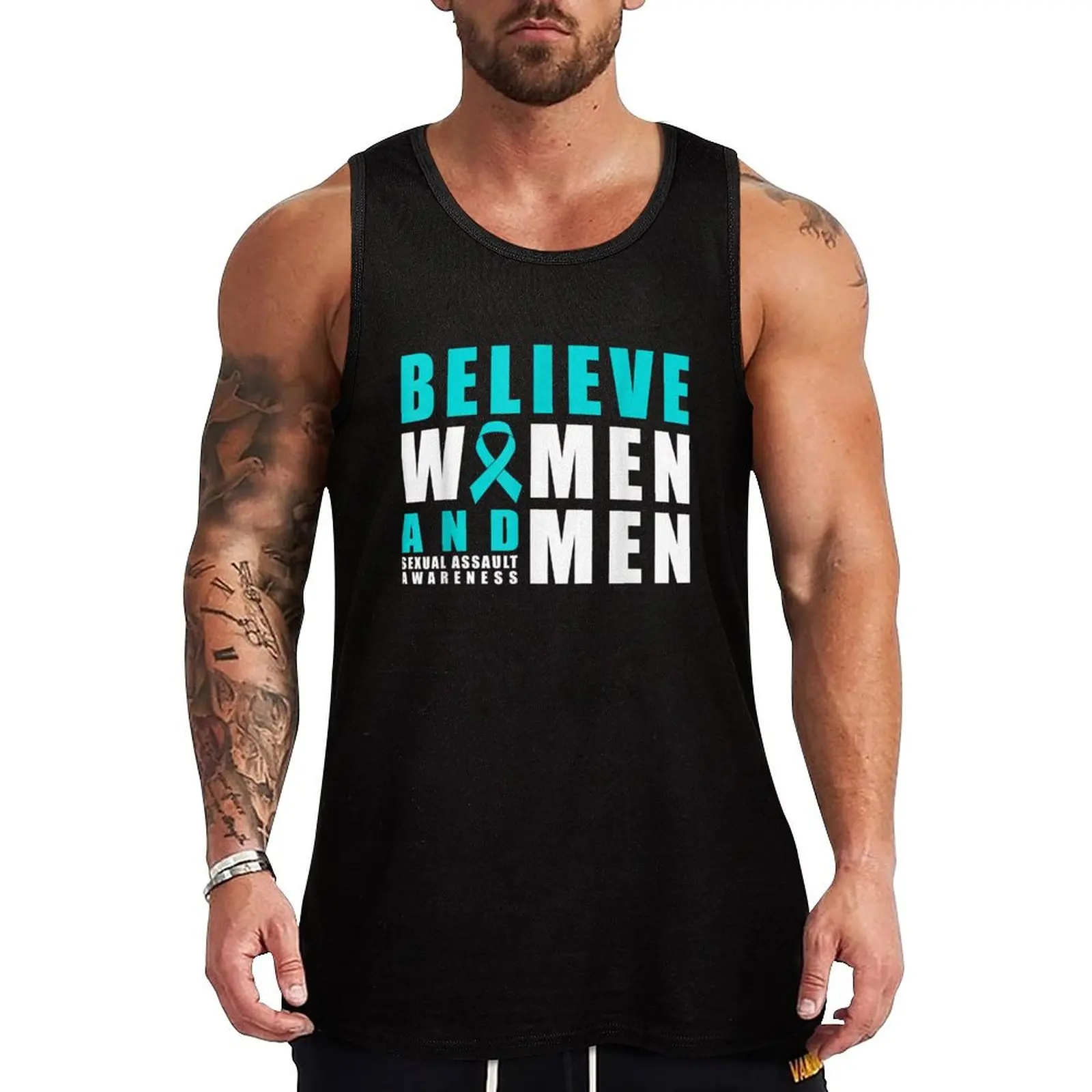 Belive Women & Men Sexual Assault Awareness Ribbon Tank Top t-shirts man bodybuilding men