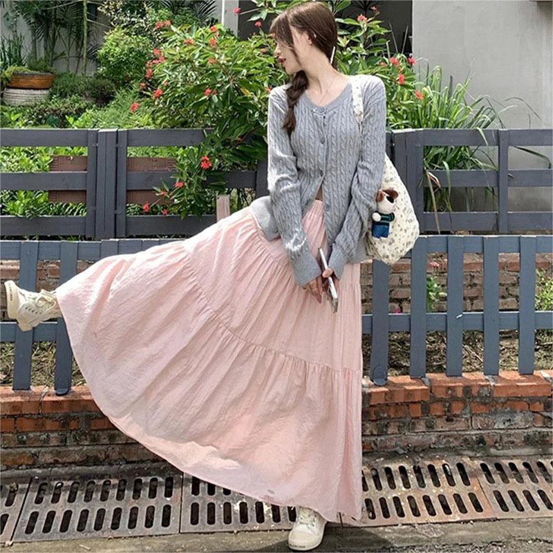 

New Fashion Korean Style Sweet High Waist Cake Skirt Long Skirt For Women