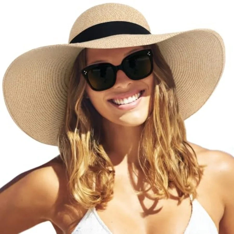 

FURTALK Womens Sun Straw Hat Wide Brim UPF 80 Summer Hat Foldable Packable Floppy Beach Hats for Women