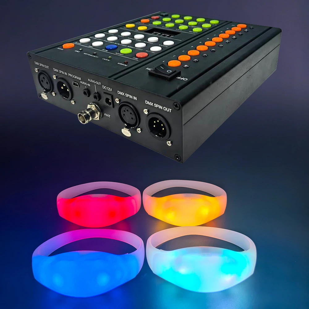 DMX Function LED Silicone Bracelets 100/1000PCS with 43 Keys Remote Controller 1000M 10 Areas for Wedding Party Event Wholesale