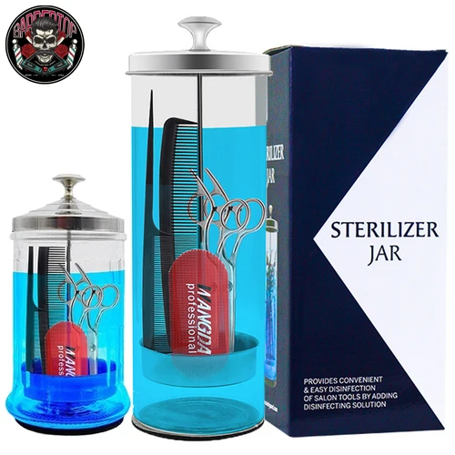 Imagen 1 del producto Tijeras de desinfección para barbería, tarro de peine, botella de esterilización de acero inoxidable, filtro de vidrio, herramientas de esterilización de barbero limpio