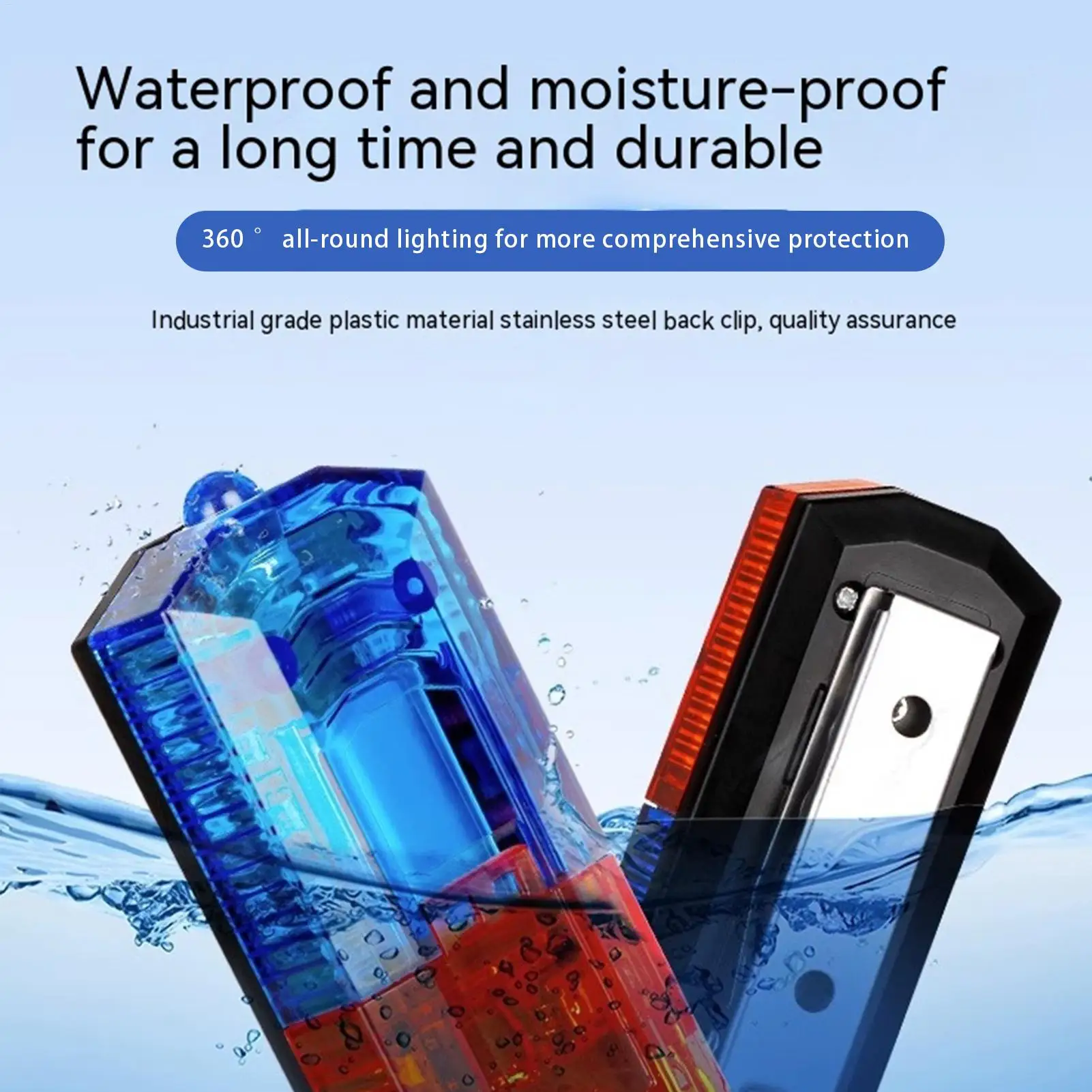 مصباح بمشبك وامض آمن قابل لإعادة الشحن، شحن USB، ضوء تحذير للكتف مع أضواء ستروب بمشبك من الفولاذ المقاوم للصدأ