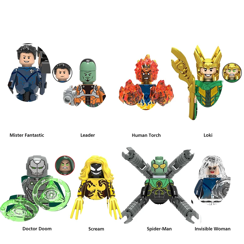 

Super Hero Mini Assembly Doll Set Octopus Spider Man Loki Man Torch Doctor Apocalypse Venom Scream Building Blocks Assembly Toy