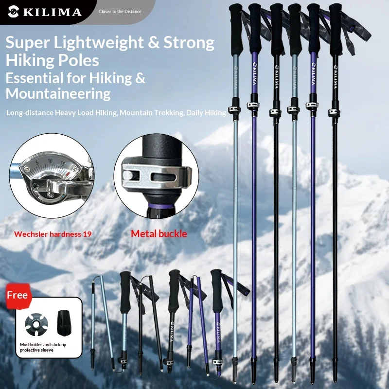 

Складные треккинговые палки KILIMA, компактные и профессиональные палки для походов на открытом воздухе с металлическими фиксаторами.