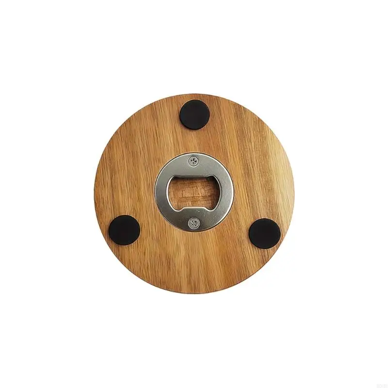 Wooden with Storage Rack Bottle Opener For Beer And Drink Cup Mat For Home Kitchens Office And Outdoor Use B03E