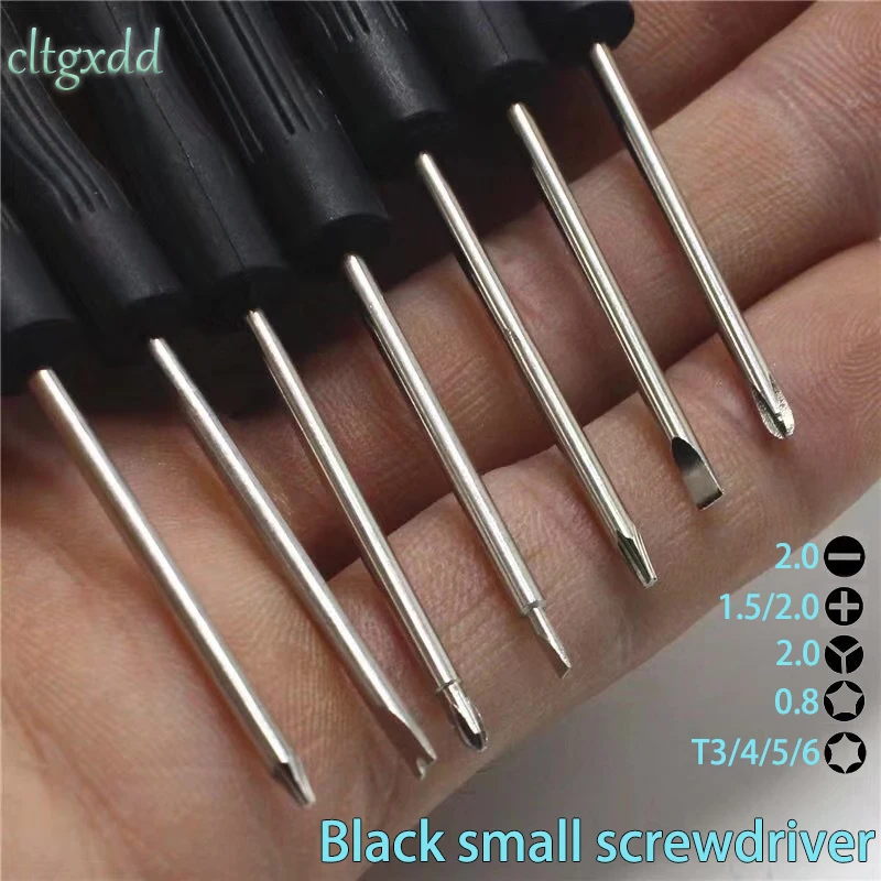 Cltgxdd 10pcs Black Mini Screwdriver 2.0+,2.0-,1.5+,2.0Y,T3,T4,T5,T6,0.8 Torx,Screw Driver Home DIY Hand Repair Tools