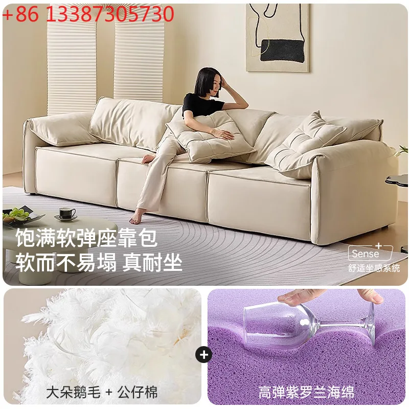 

Electric sofa bed cream wind fabric telescopic function living room