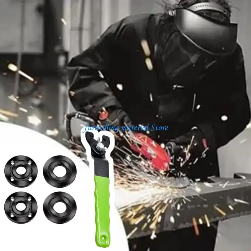 

Y5GD Grinder Flange Wrench Set With 5/8 Thread Adjustable Spanner Wrench Steel Tool For Grinding Disc Replacement