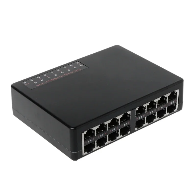 Switch 16 Ports, RJ45 Switch Splitter Selector, Metal for Shell Ethernet Switch 10/100Mbps F19E