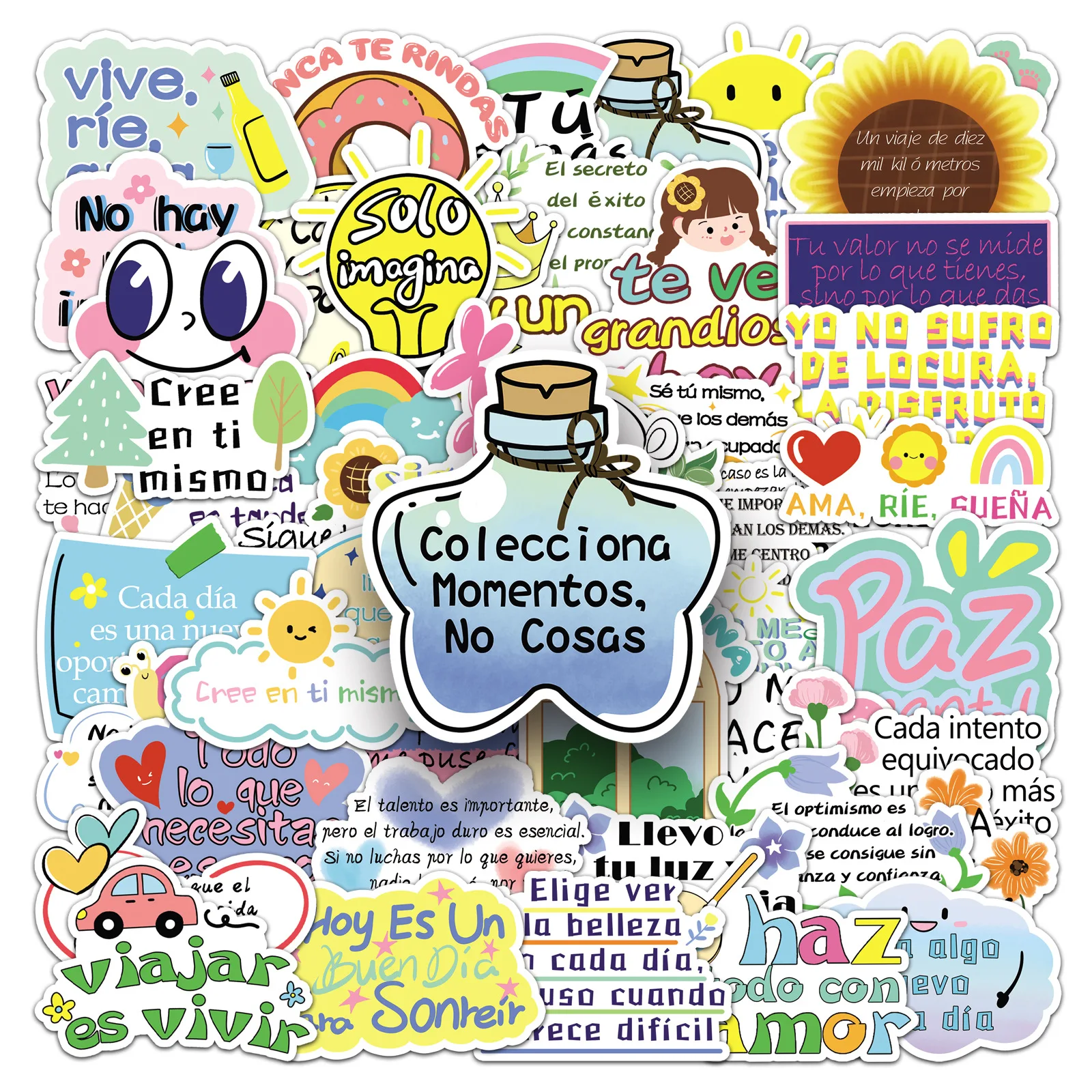 50pcs Cartoon Inspirational Spanish Stickers For phone case Laptop Notebook Suitcase Skateboard DIY Aesthetic Stickers