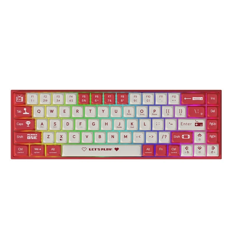 Imagem -05 - Ajazz Ak680 2.4g 68 Teclas Teclado Mecânico Jogo com Fio Quente Swappable Pequeno Teclado Modo Duplo Eixo de Chá Teclado de Eixo Vermelho Presente